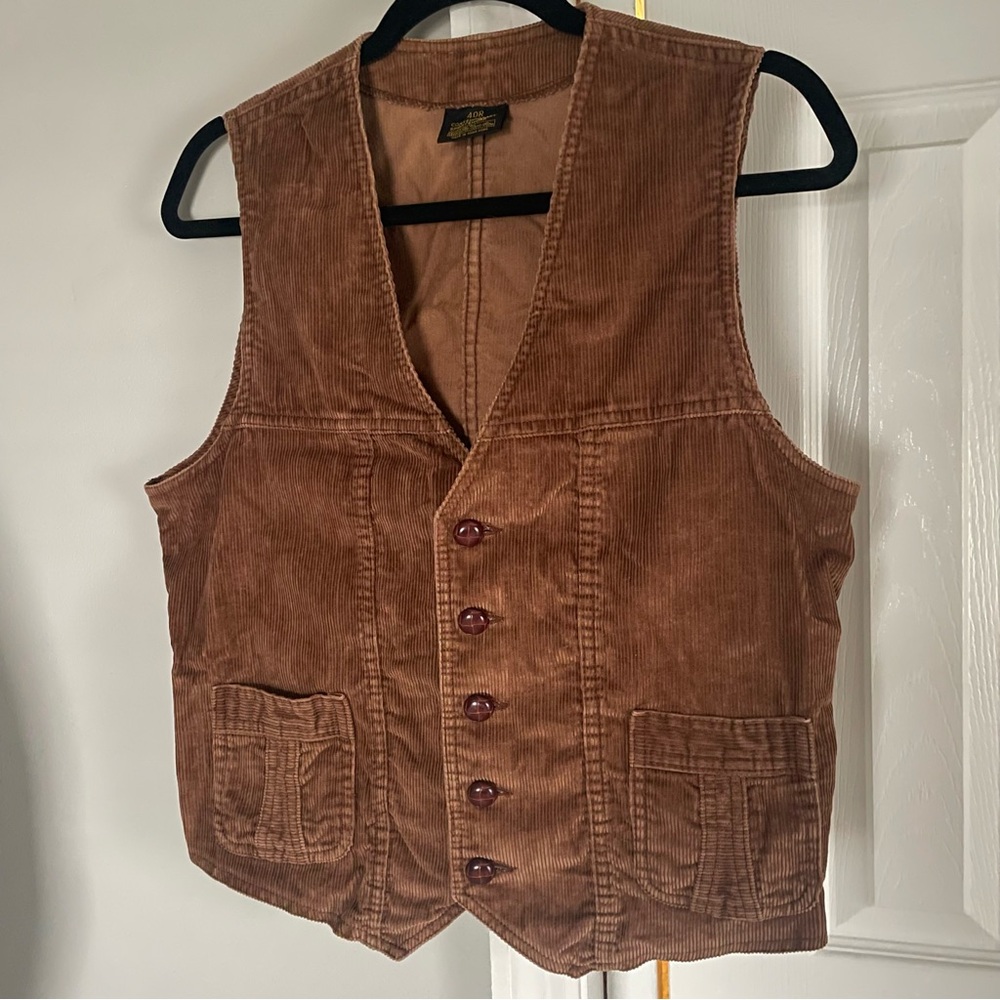 Vintage mens brown corduroy vest Sears mens store size 40R